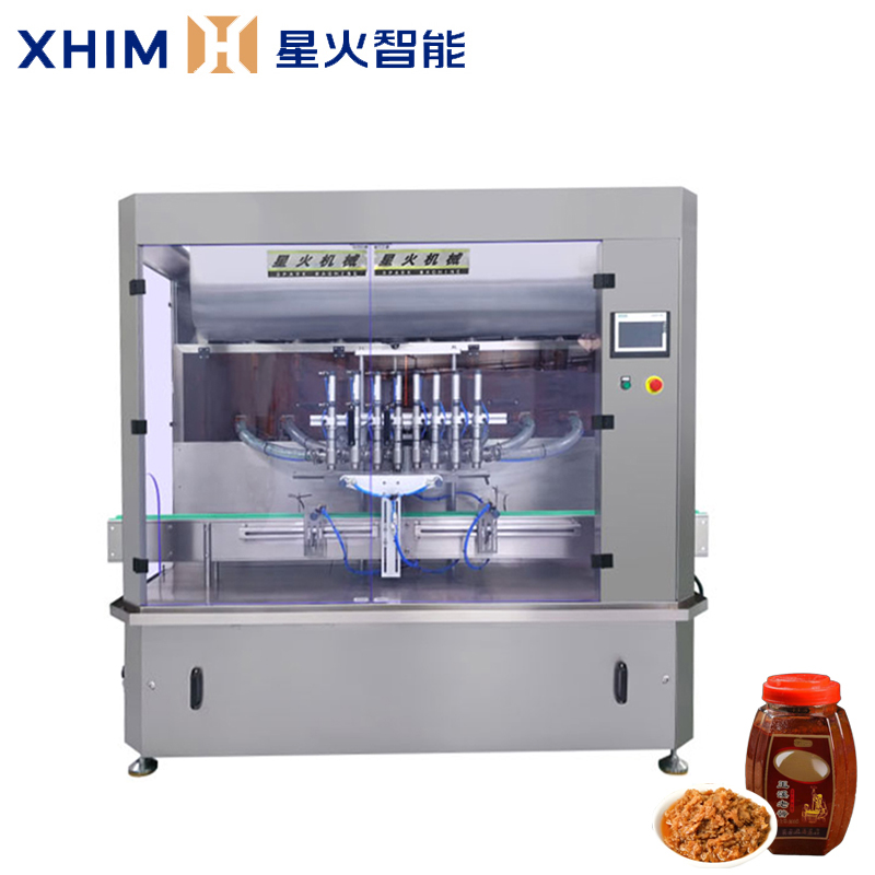 多頭醬料灌裝機-八頭顆粒醬灌裝機